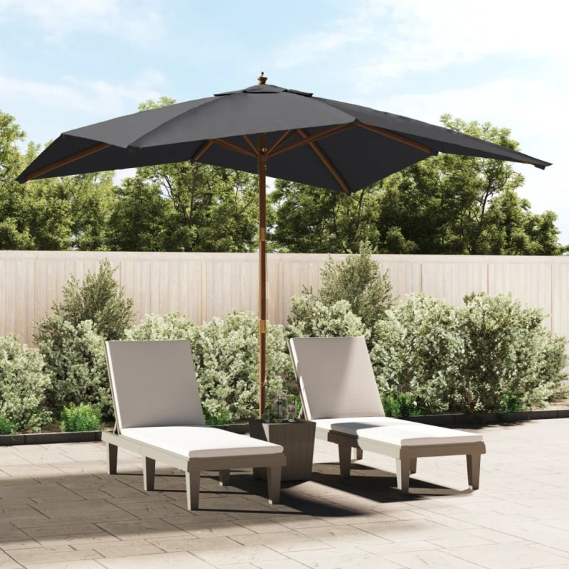 vidaXL Sombrilla de jardín con poste de madera negro 300x300x273 cm vidaXL Sombrilla de jardín con poste de madera negro 300x300x273 cm