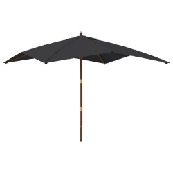 vidaXL Sombrilla de jardín con poste de madera negro 300x300x273 cm