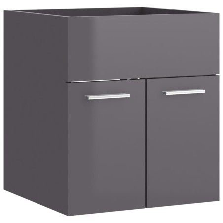 vidaXL Armario para lavabo contrachapada gris brillo 41x38,5x46 cm