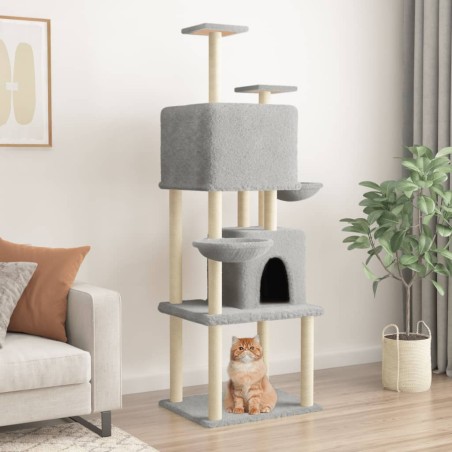 vidaXL Rascador para gatos con postes de sisal gris claro 180 cm