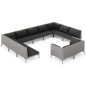 vidaXL Sofás de jardín 11 pzas y cojines ratán sintético gris oscuro vidaXL Sofás de jardín 11 pzas y cojines ratán sintético gris oscuro