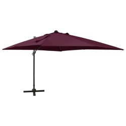 vidaXL Sombrilla voladiza con poste y luces LED burdeos 300 cm