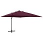 vidaXL Sombrilla voladiza con poste y luces LED burdeos 300 cm vidaXL Sombrilla voladiza con poste y luces LED burdeos 300 cm