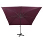 vidaXL Sombrilla voladiza con poste y luces LED burdeos 300 cm vidaXL Sombrilla voladiza con poste y luces LED burdeos 300 cm