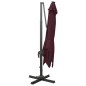 vidaXL Sombrilla voladiza con poste y luces LED burdeos 300 cm vidaXL Sombrilla voladiza con poste y luces LED burdeos 300 cm