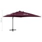 vidaXL Sombrilla voladiza con poste y luces LED burdeos 300 cm vidaXL Sombrilla voladiza con poste y luces LED burdeos 300 cm