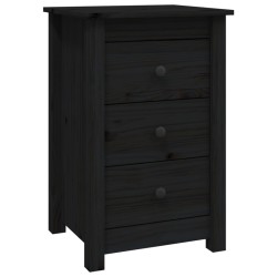 vidaXL Mesita de noche madera maciza de pino negro 40x35x61,5 cm