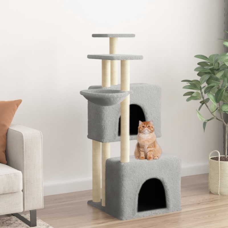 vidaXL Rascador para gatos con postes de sisal gris claro 122 cm vidaXL Rascador para gatos con postes de sisal gris claro 122 cm