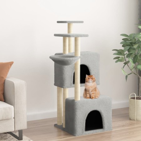 vidaXL Rascador para gatos con postes de sisal gris claro 122 cm