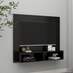 vidaXL Mueble TV de pared contrachapado negro brillante 102x23,5x90 cm