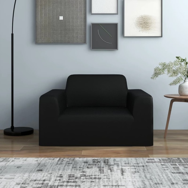 vidaXL Funda elástica para sillón poliéster jersey negra vidaXL Funda elástica para sillón poliéster jersey negra