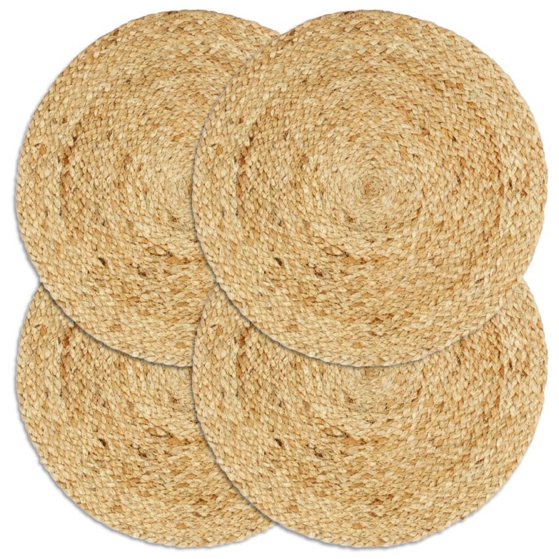 vidaXL Manteles individuales redondos 4 uds yute natural liso 38 cm vidaXL Manteles individuales redondos 4 uds yute natural liso 38 cm