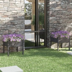 vidaXL Jardineras 2 uds madera maciza de pino gris 70x70x70 cm