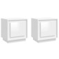vidaXL Mesitas de noche 2 uds madera blanco brillante 44x35x45 cm vidaXL Mesitas de noche 2 uds madera blanco brillante 44x35x45 cm