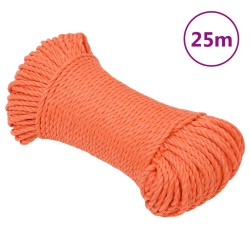 vidaXL Cuerda de trabajo polipropileno naranja 8 mm 25 m