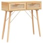 vidaXL Mesa consola madera pino maciza ratán natural marrón 80x30x75cm vidaXL Mesa consola madera pino maciza ratán natural marrón 80x30x75cm