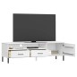 vidaXL Mueble de TV con patas de metal OSLO madera maciza pino blanco vidaXL Mueble de TV con patas de metal OSLO madera maciza pino blanco