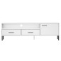 vidaXL Mueble de TV con patas de metal OSLO madera maciza pino blanco vidaXL Mueble de TV con patas de metal OSLO madera maciza pino blanco