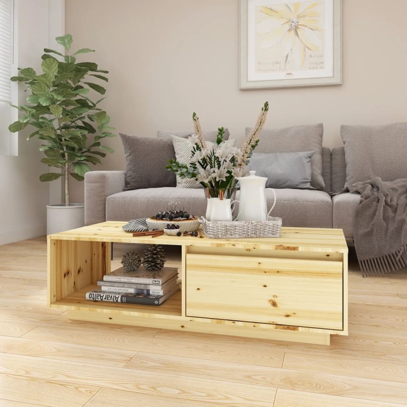 vidaXL Mesa de centro de madera maciza de abeto 110x50x33,5 cm vidaXL Mesa de centro de madera maciza de abeto 110x50x33,5 cm