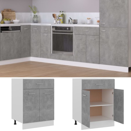 vidaXL Armario bajo cajón madera ingeniería gris hormigón 60x46x81,5cm