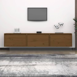 vidaXL Mueble de TV 3 piezas madera maciza de pino marrón miel