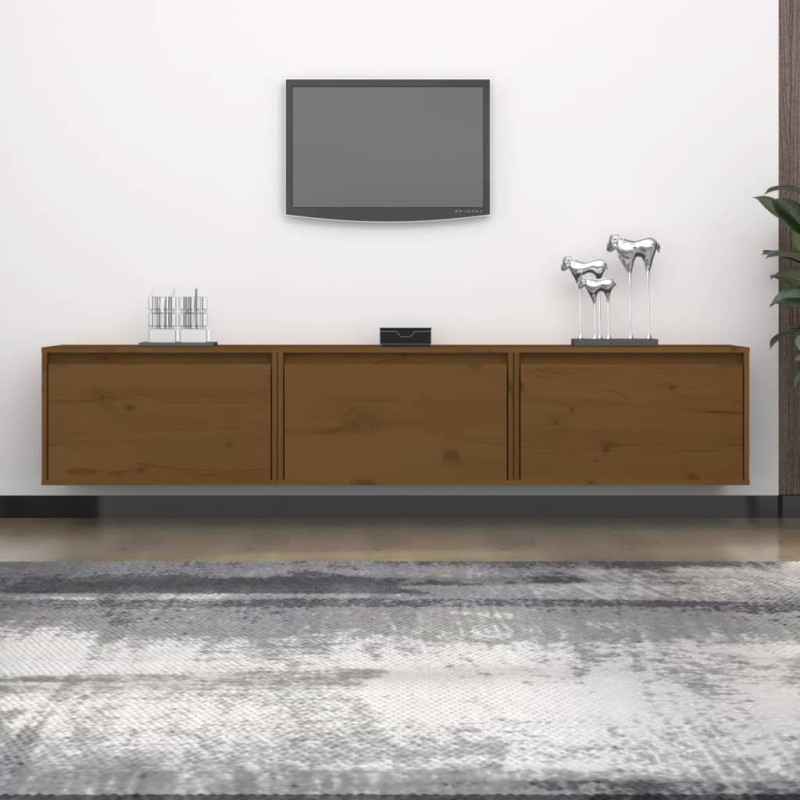 vidaXL Mueble de TV 3 piezas madera maciza de pino marrón miel