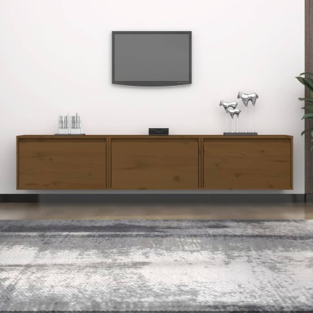 vidaXL Mueble de TV 3 piezas madera maciza de pino marrón miel