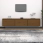 vidaXL Mueble de TV 3 piezas madera maciza de pino marrón miel