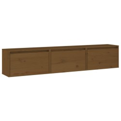 vidaXL Mueble de TV 3 piezas madera maciza de pino marrón miel