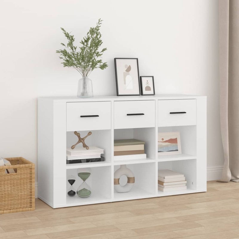 vidaXL Aparador de madera contrachapada blanco 100x30x59,5 cm vidaXL Aparador de madera contrachapada blanco 100x30x59,5 cm