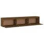 vidaXL Mueble de TV 3 piezas madera maciza de pino marrón miel