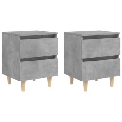 vidaXL Mesitas de noche con patas 2 uds madera pino gris 40x35x50 cm