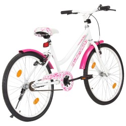 vidaXL Bicicleta de niño 24 pulgadas rosa y blanca