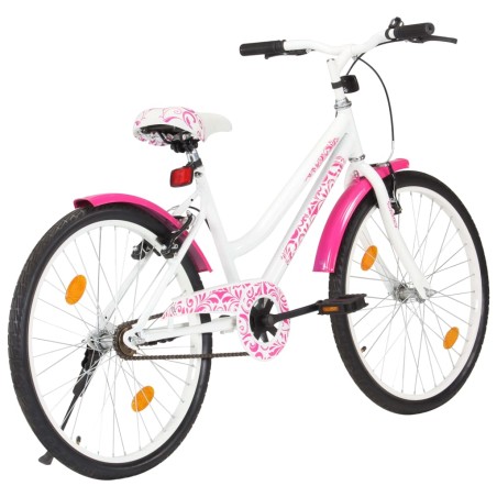 vidaXL Bicicleta de niño 24 pulgadas rosa y blanca