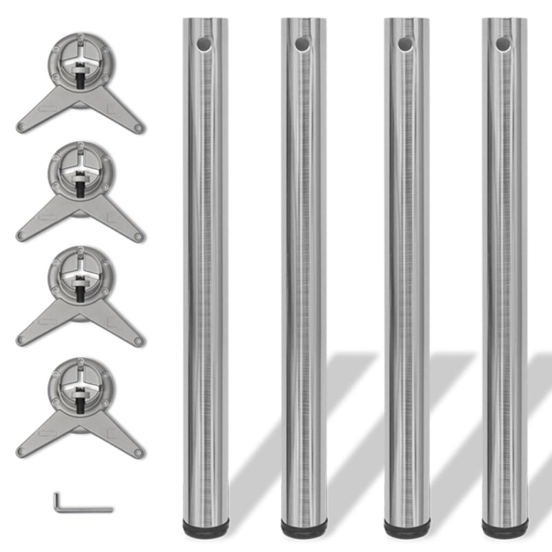 4 Patas de mesa ajustables en alturas 710 mm color níquel pulido 4 Patas de mesa ajustables en alturas 710 mm color níquel pulido