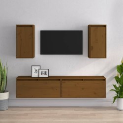 vidaXL Muebles para TV 4 piezas madera maciza de pino marrón miel