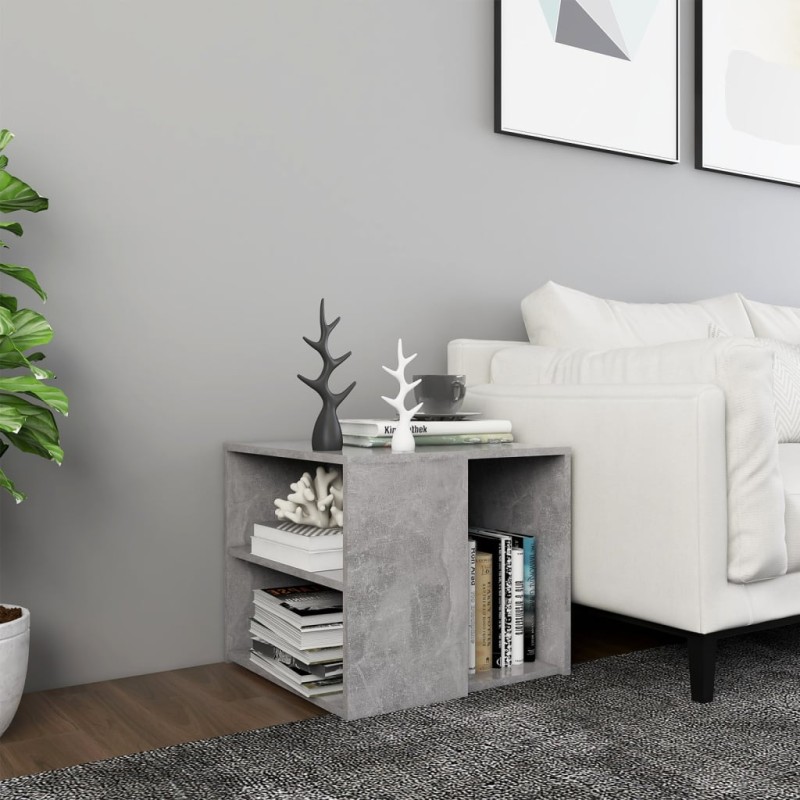 vidaXL Mesa auxiliar madera contrachapada gris hormigón 50x50x45 cm vidaXL Mesa auxiliar madera contrachapada gris hormigón 50x50x45 cm