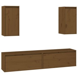 vidaXL Muebles para TV 4 piezas madera maciza de pino marrón miel