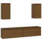 vidaXL Muebles para TV 4 piezas madera maciza de pino marrón miel vidaXL Muebles para TV 4 piezas madera maciza de pino marrón miel