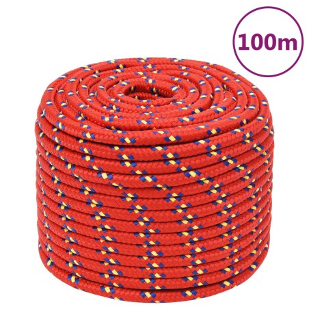vidaXL Cuerda de barco polipropileno rojo 14 mm 100 m