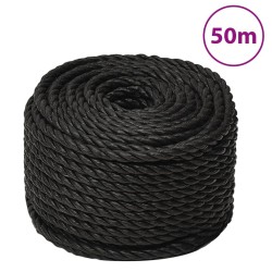 vidaXL Cuerda de trabajo polipropileno negro 12 mm 50 m