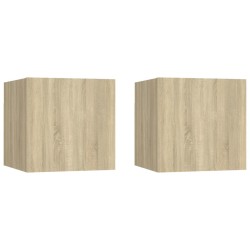 vidaXL Muebles de salón de pared 2 uds roble Sonoma 30,5x30x30 cm
