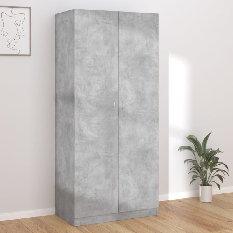 vidaXL Armario de madera contrachapada gris hormigón 90x52x200 cm vidaXL Armario de madera contrachapada gris hormigón 90x52x200 cm