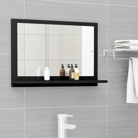 vidaXL Espejo de baño madera contrachapada negro 60x10,5x37 cm