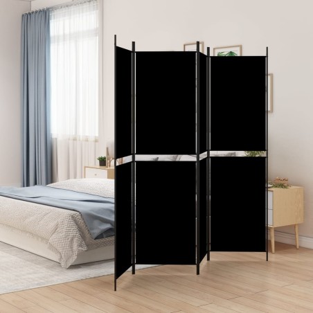 vidaXL Biombo divisor de 4 paneles de tela negro 200x200 cm