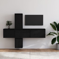 vidaXL Muebles para TV 5 piezas madera maciza de pino negro
