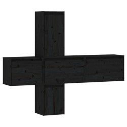 vidaXL Muebles para TV 5 piezas madera maciza de pino negro