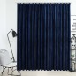 vidaXL Cortina opaca con ganchos terciopelo azul oscuro 290x245 cm vidaXL Cortina opaca con ganchos terciopelo azul oscuro 290x245 cm