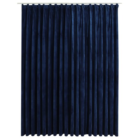 vidaXL Cortina opaca con ganchos terciopelo azul oscuro 290x245 cm