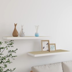 vidaXL Estante flotante de pared MDF roble y blanco 80x23,5x3,8 cm